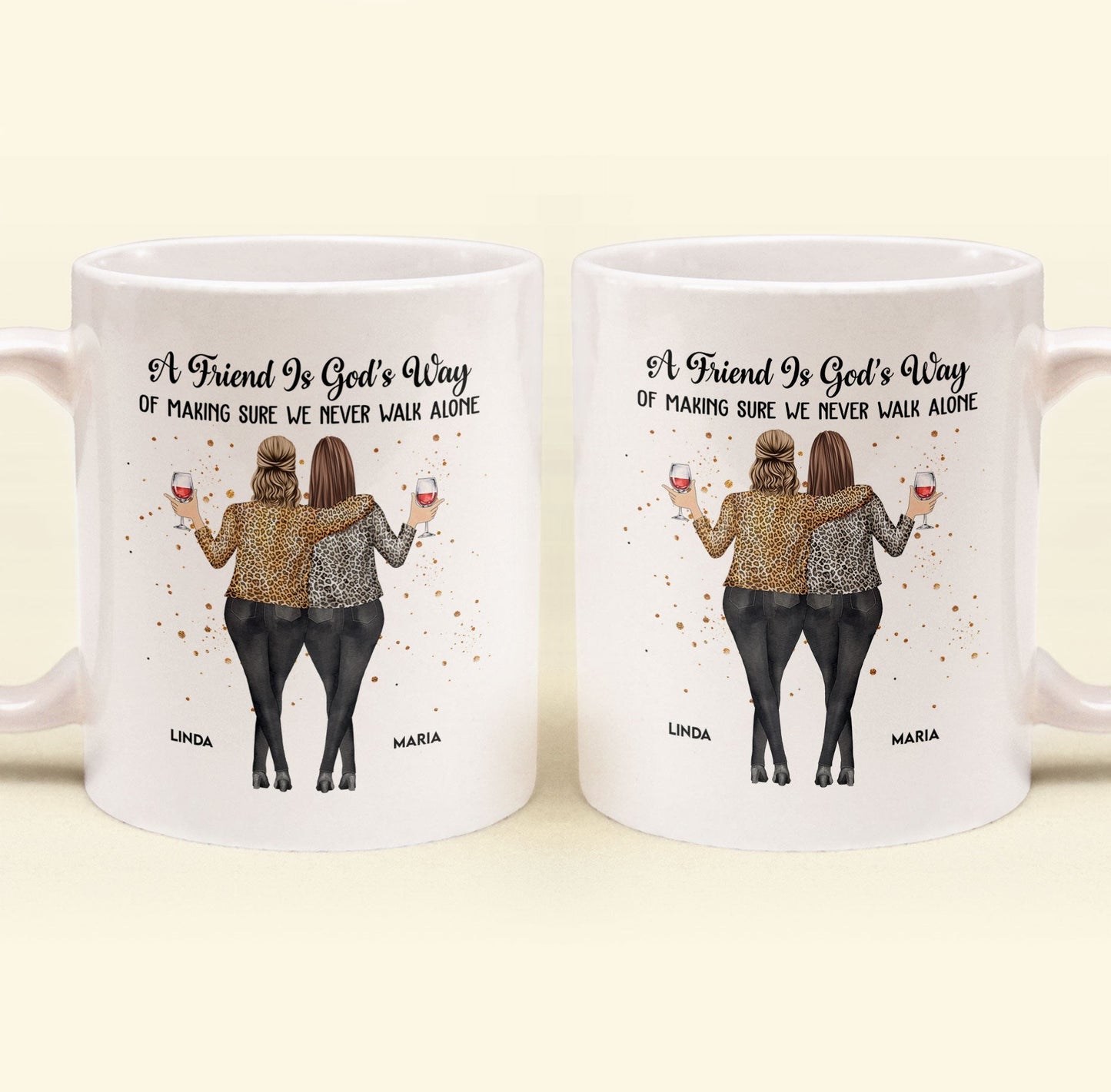 A Friend Is God's Way – Personalized White Ceramic Mug for Best Friends