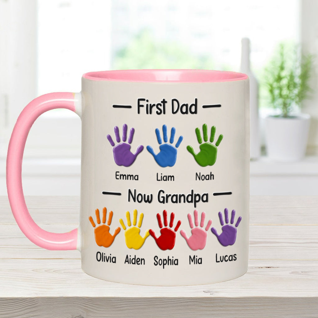 First Dad, Now Grandpa - Personalized Grandpa Accent Mug With Gift Box