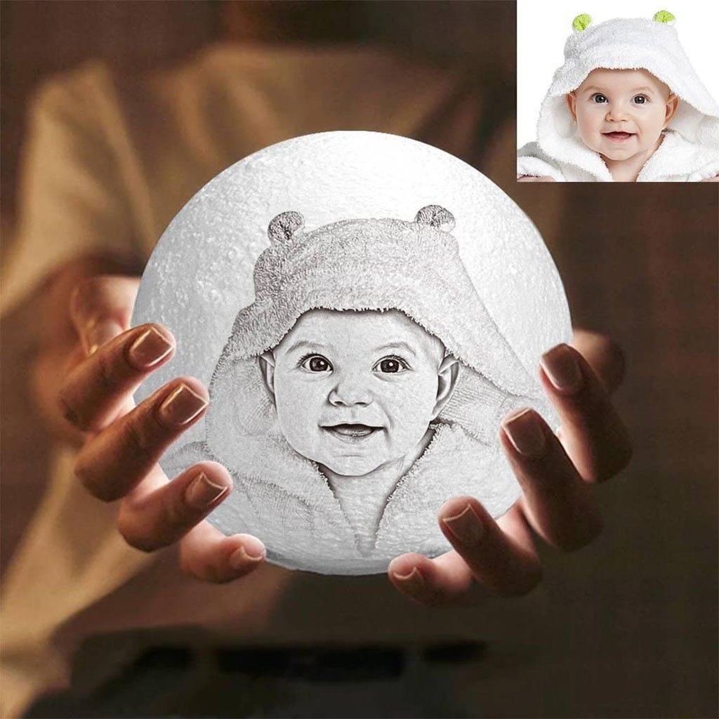 Any Photo - gift for cat lover, dog lover - Personalized Photo Moon Lamp