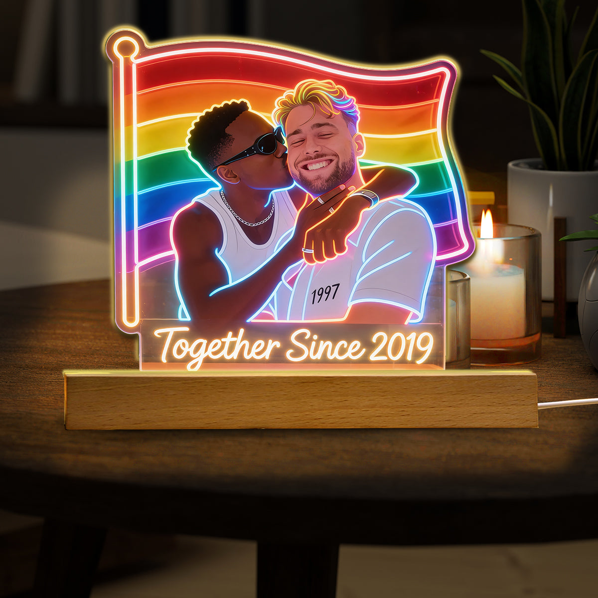 Custom Any Photo - Personalized LGBT Support Shaped Led Night Light