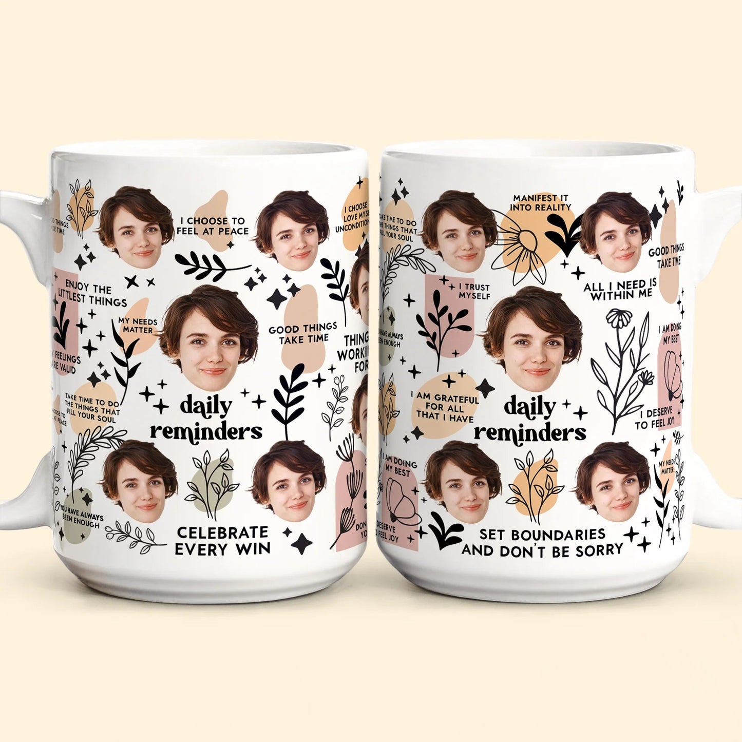 Personalized Ceramic Mug with Multi-Face Design – Couple’s Gift