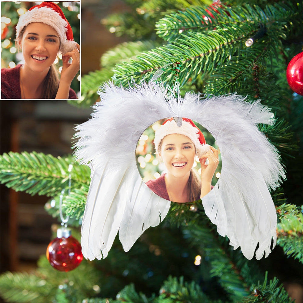 Forever In My Heart - Personalized Memorial Angel Feather Wings Hanging Ornament
