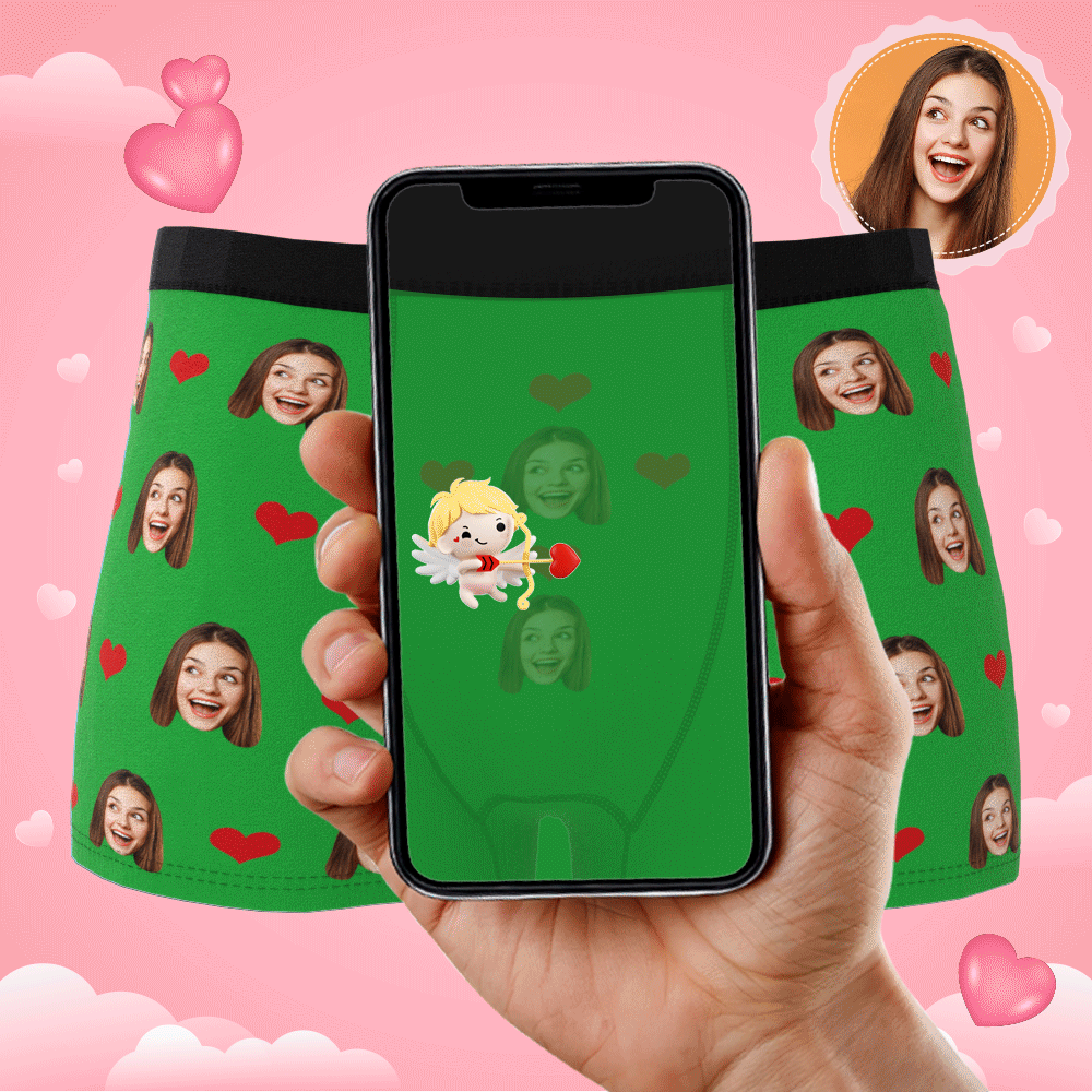 Custom Wife Or Girlfriend Face Boxers AR View - Personalized Couple Men's boxer briefs
