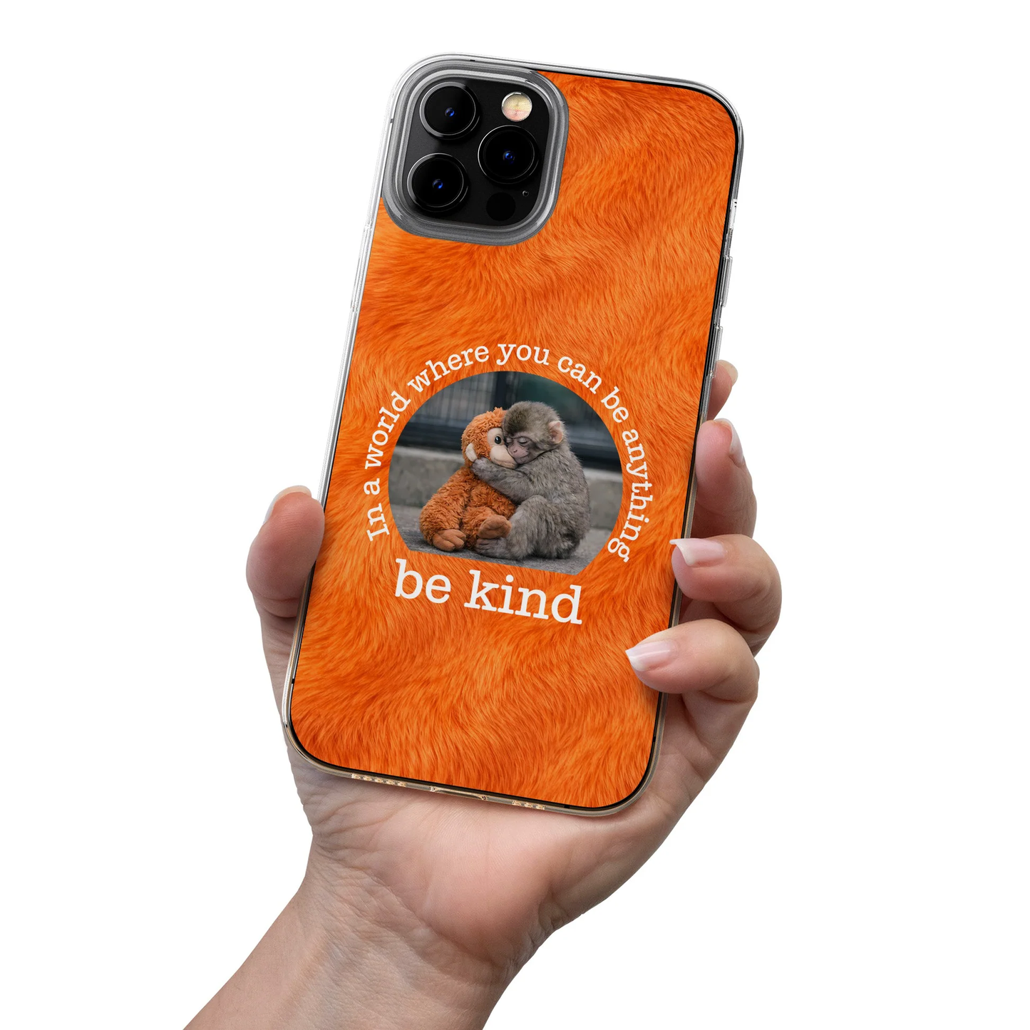 Baby Punch Monkey Personalized Phone Case with Photo Style Print In a World Where You Can Be Anything Be Kind Unique Gift