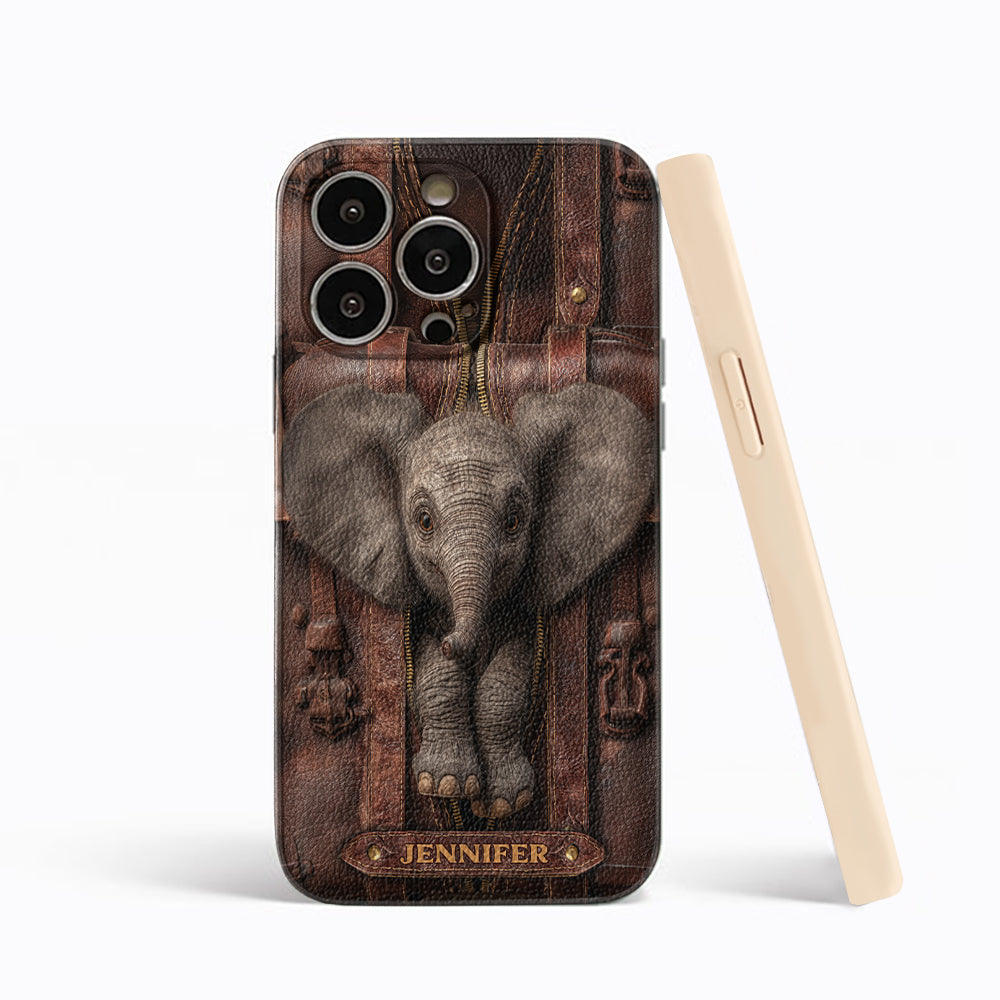 Just A Girl Who Loves Elephant - Personalized Elephant Leather Phone Case