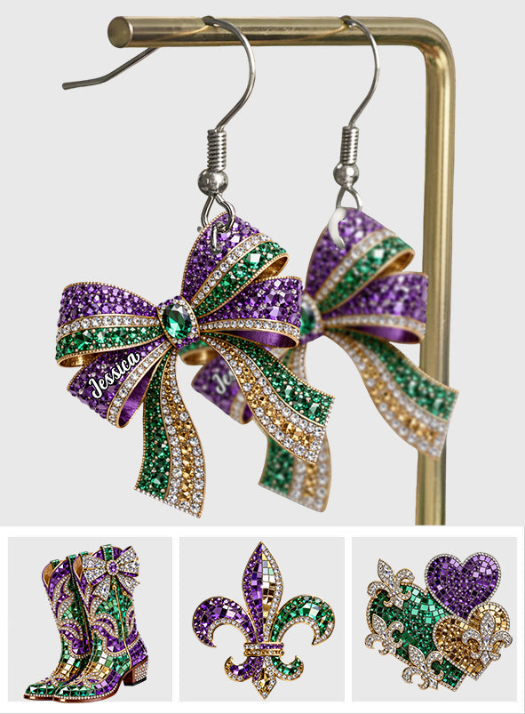 It's Mardi Gras Y'all - Personalized Mardi Gras Earrings