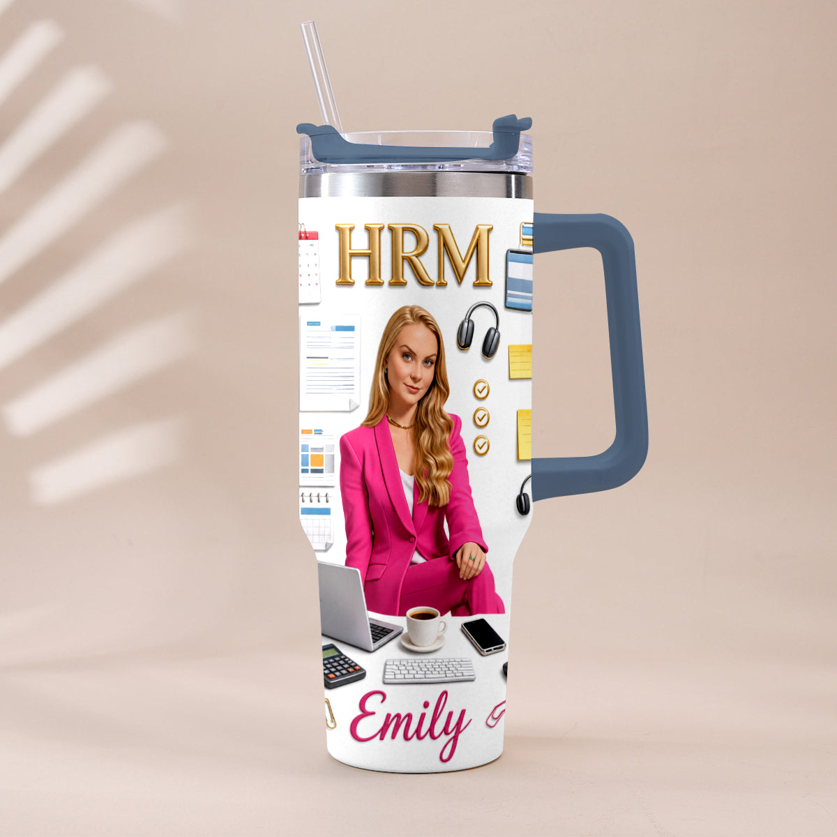 Custom Any Photo Office Staff Gift - Personalized Colleague Tumbler With Plush Charm