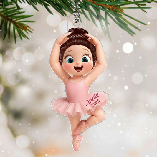 Ballet Girl Acrylic Ornament in Cute Cartoon Style for Christmas Tree Decoration, Warm Ambiance, Perfect Gift for Kids or Friends