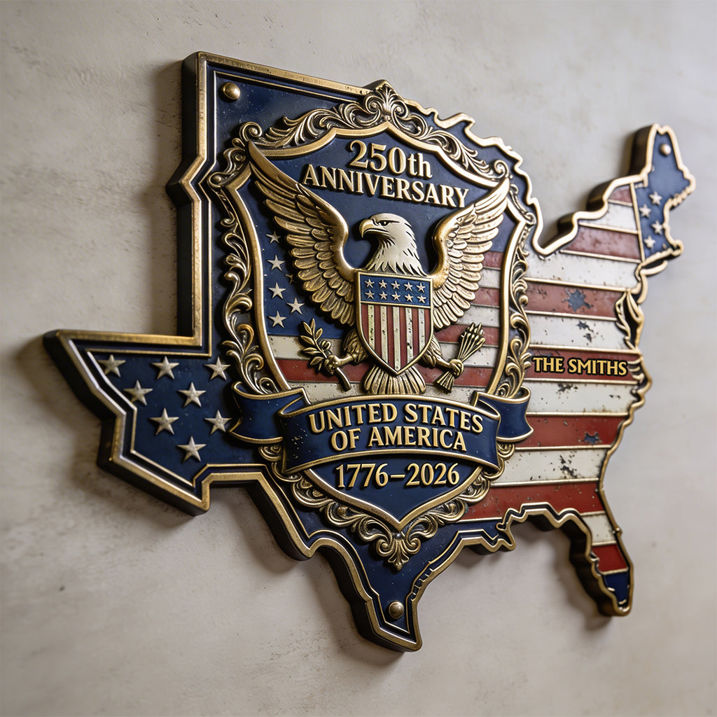 America 250th Anniversary - Personalized Patriot Cut Metal Sign