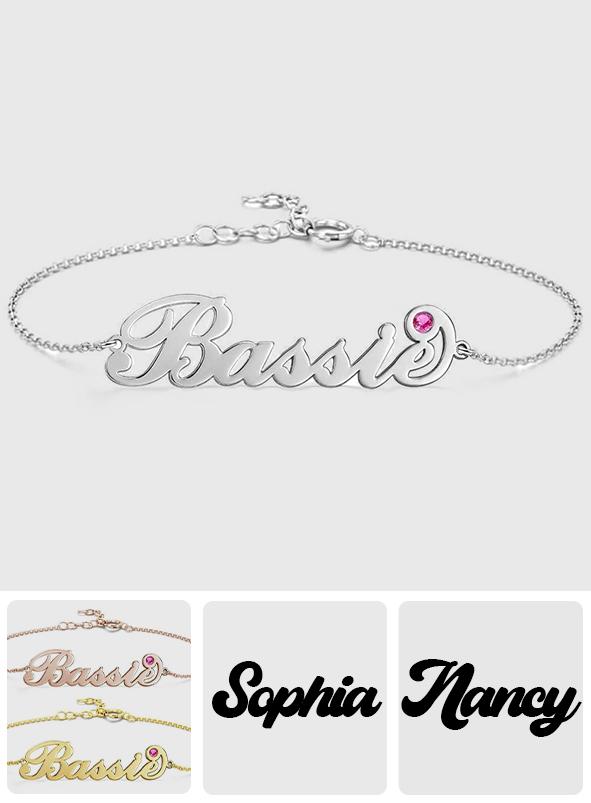 Any Name - Personalized Name Bracelet with Custom Birthstone