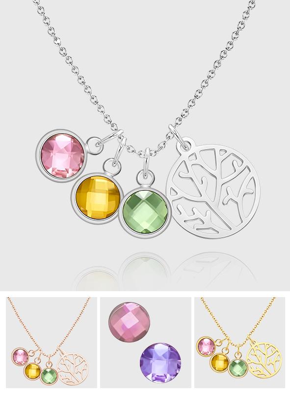 My Little Family - Personalized Family Gold/ Silver Birthstone Necklace