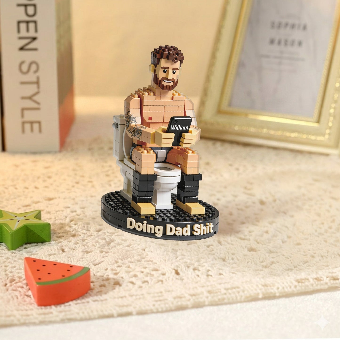 Funny Block Dad - Personalized Father Shaped Building Blocks