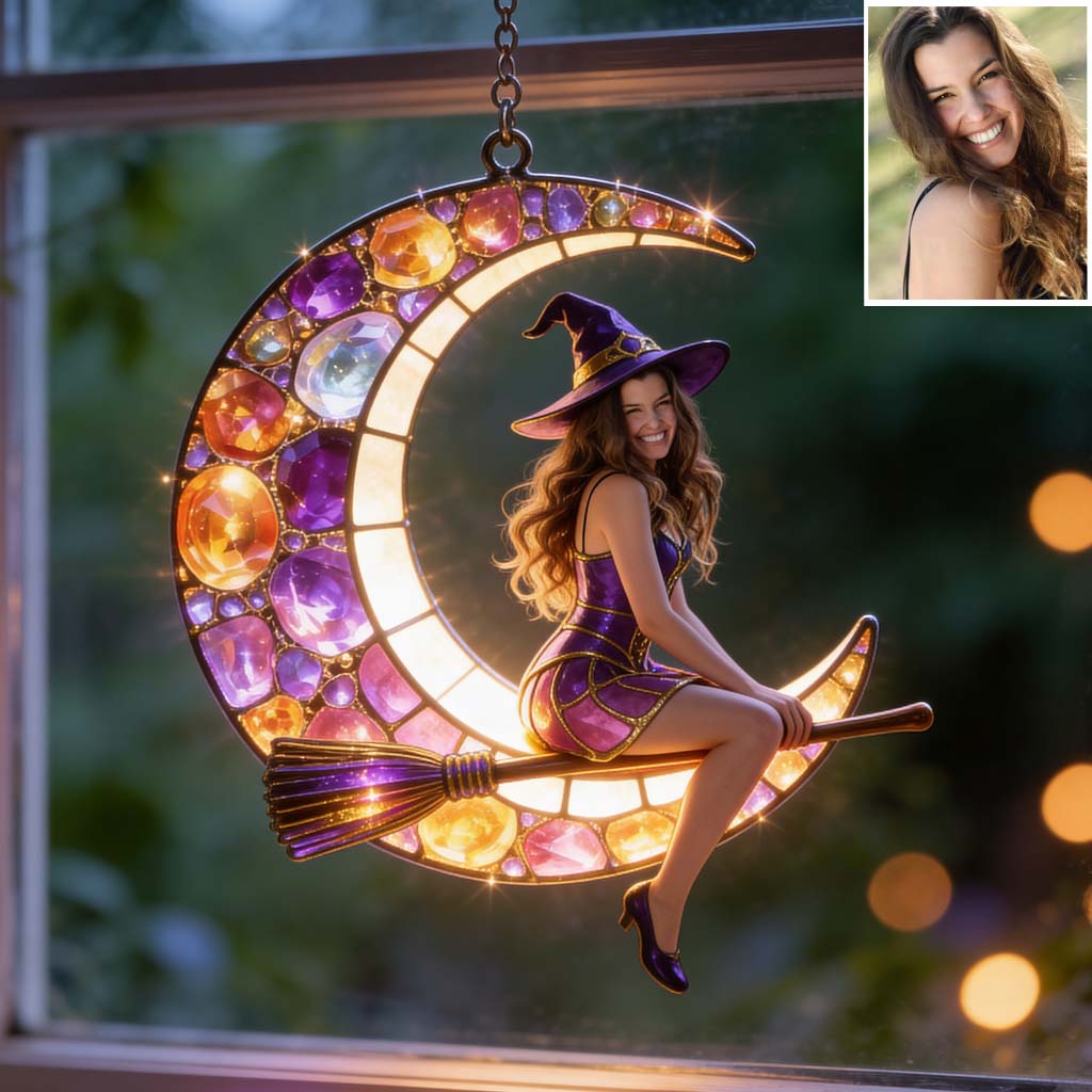 Beautiful Witch, Crescent Moon - Personalized Witch LED Light Acrylic Sign