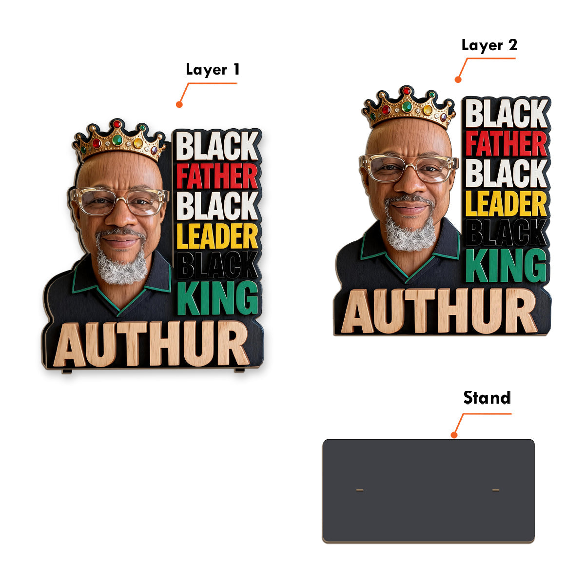 Custom Any Photo The Legend Gift For Dad/Grandpa - Personalized Father 2 Layered Big Freestanding