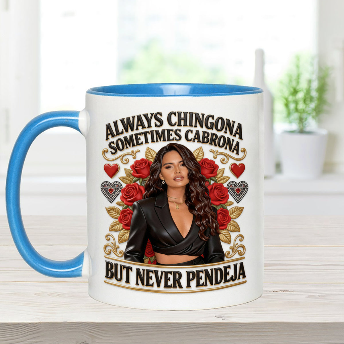 Latina Vibes, Always Chingona - Personalized Latina Women Set Accent Mug with Acrylic Stirrers