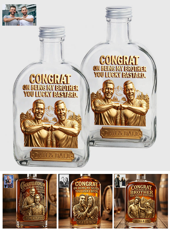 Custom Gift For Brother And Sister From Any Photo - Personalized Sibling Liquor Bottle