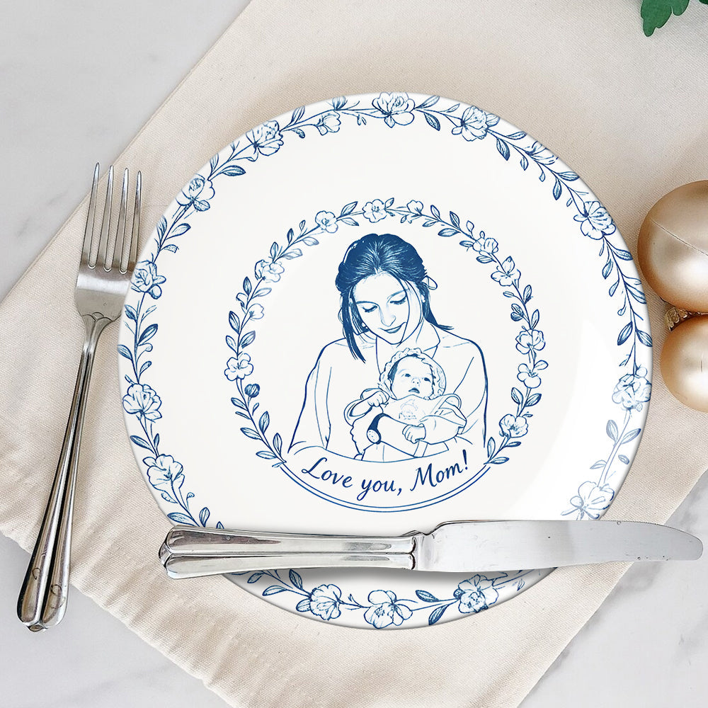 Custom From Any Photo - Personalized Mother Ceramic Round Plate