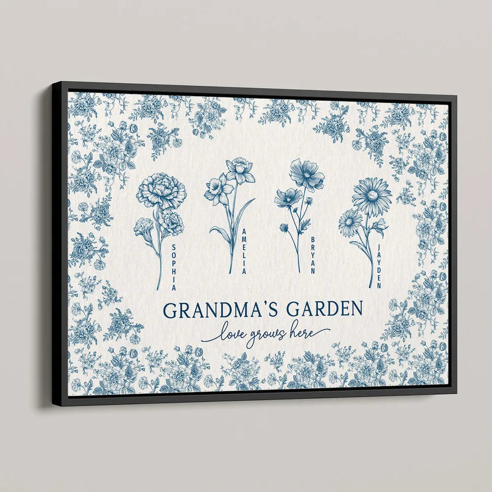 Personalized Grandma’s Garden Poster – Custom Gift for Grandma with Flower Design