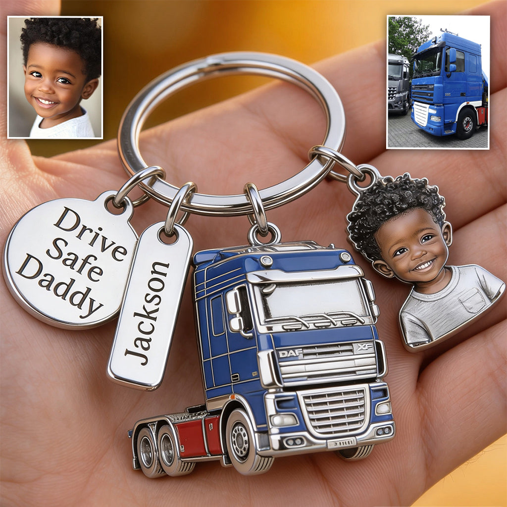 Drive Safe Daddy - Personalized Father Premium Keychain With Charms
