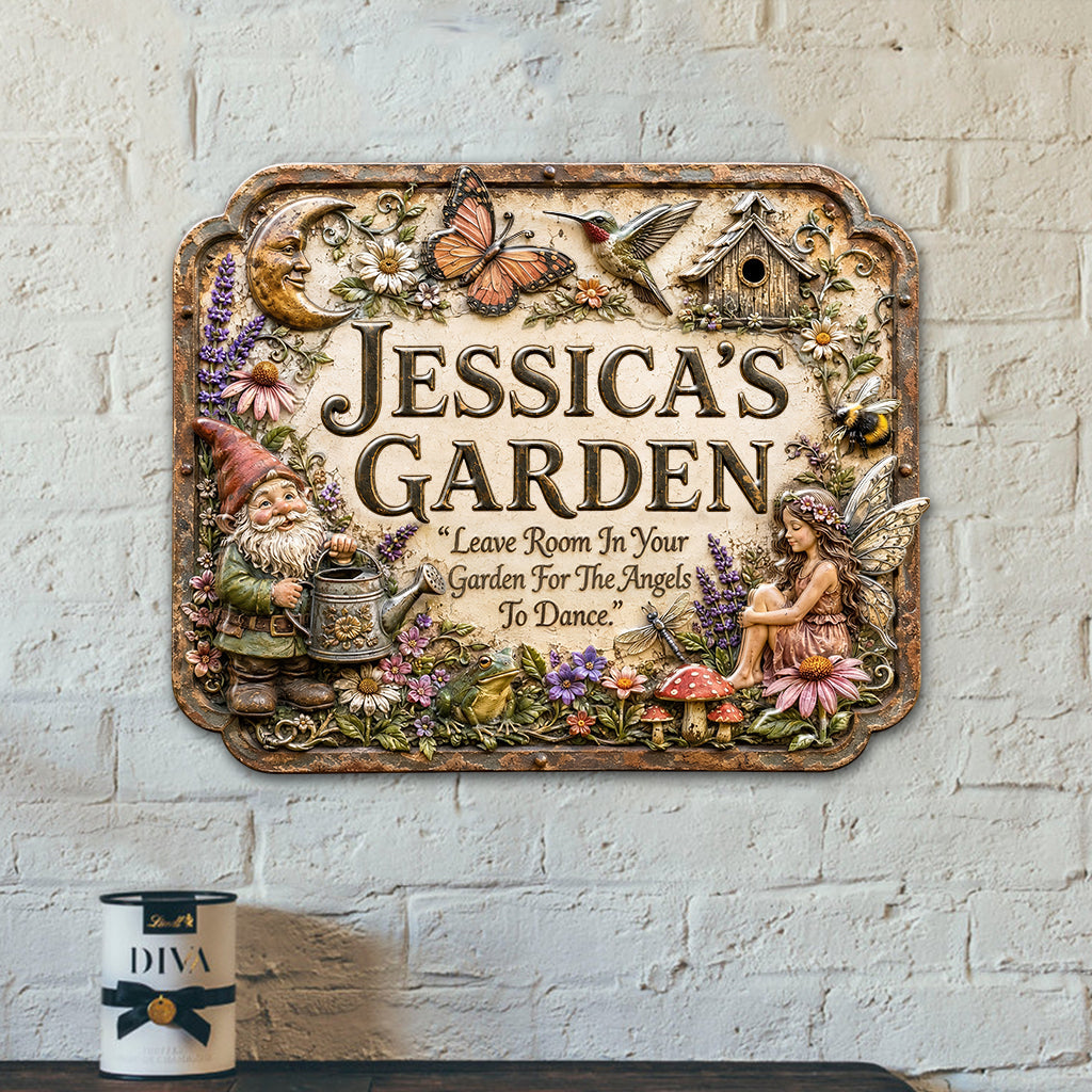 Leave Room In Your Garden For The Angles To Dance - Personalized Gardening 3D Printed Cut Metal Sign