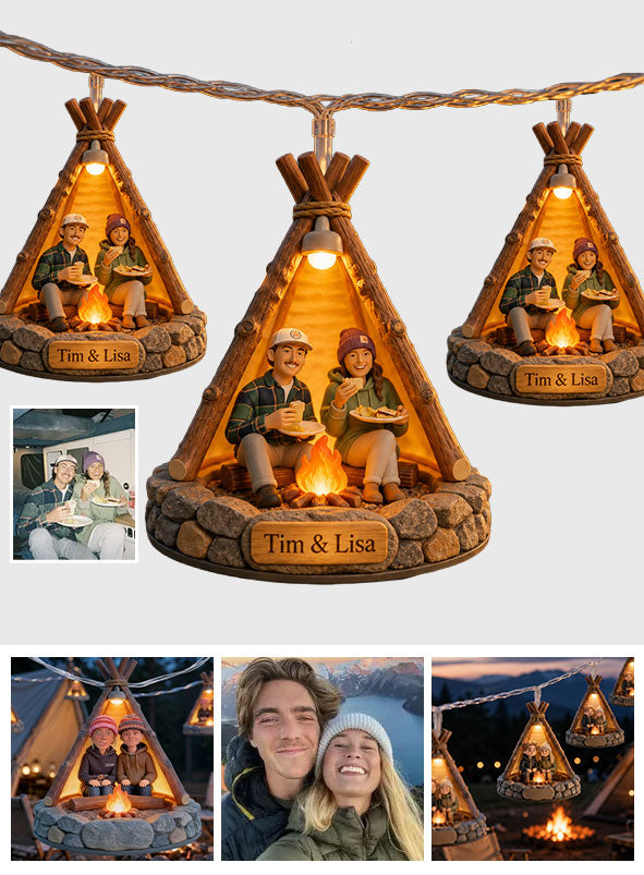 Campsite Unique Decoration, Custom From Any Photo - Personalized Camping String Lights