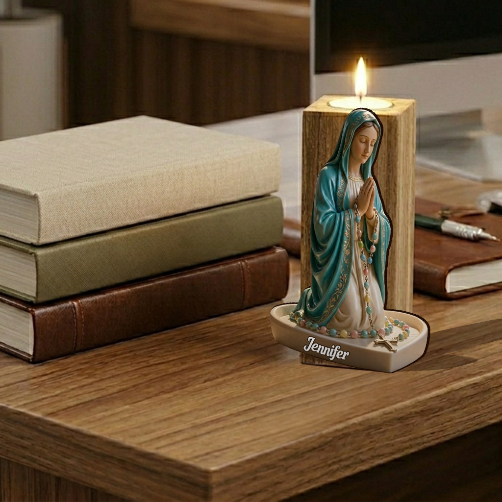 Believe - Personalized Christian Custom Shape Wooden Candle Holder