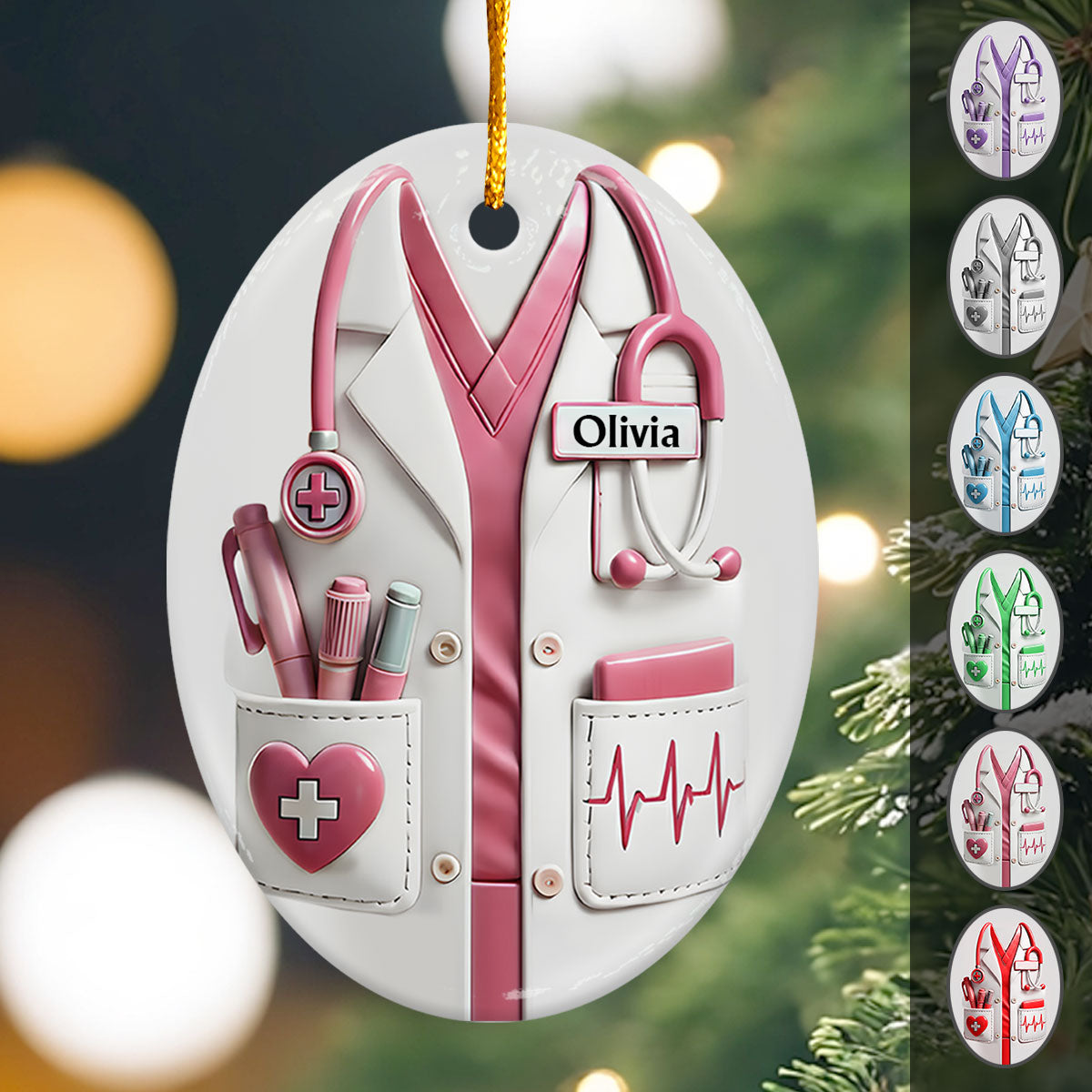 Christmas Gift For Medical Staff/ Doctor/ Nurse... - Personalized Nurse Ceramic Oval Ornament