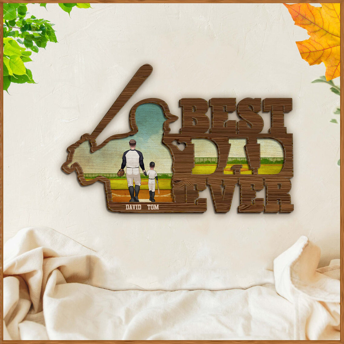 Best Dad Ever Baseball Dad - Personalized Baseball 2 Layered Wood Sign / Wood Plaque