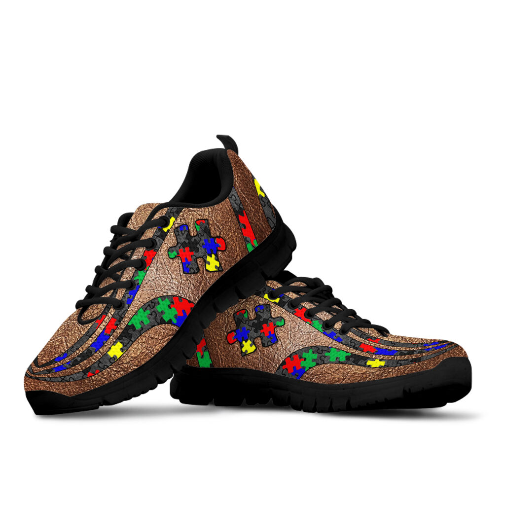 Autism Line Leather Pattern Print Autism Awareness Sneakers 0622