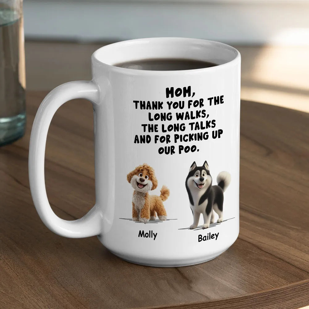 Personalized Dog Dad White Ceramic Mug with Funny Thank You Quote for Walks & Talks – Unique Gift for Pet Dad