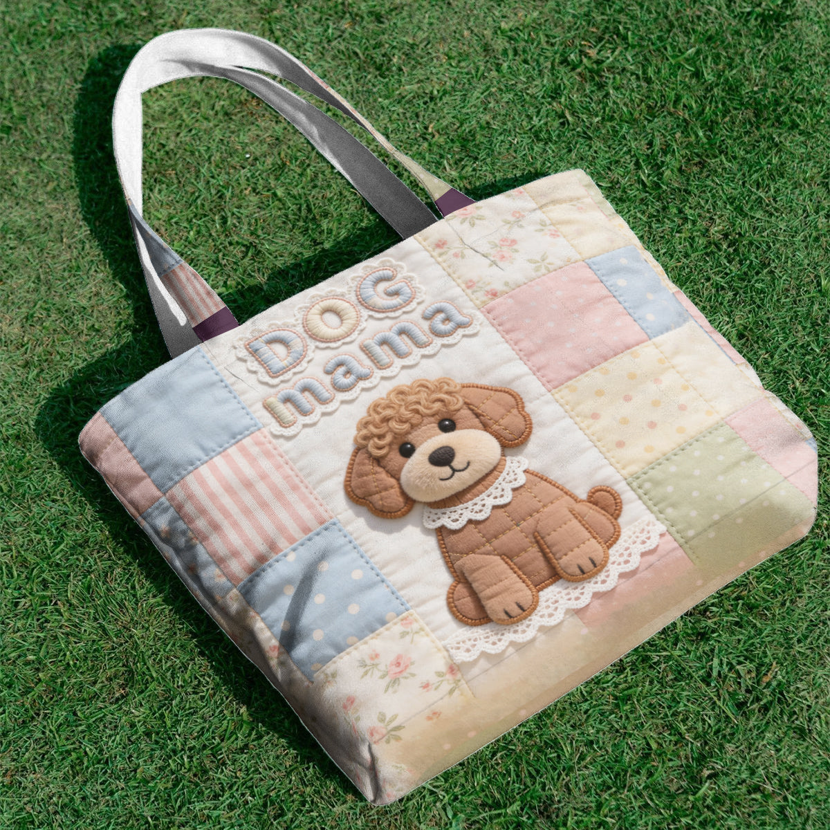 Dog Mama Gift Idea, Dog Lover Gift - Personalized Dog Quilted Tote Bag