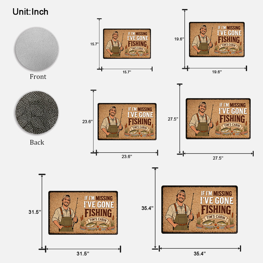If I'm Missing I've Gone Missing - Personalized Fishing Shaped Doormat/ Rug