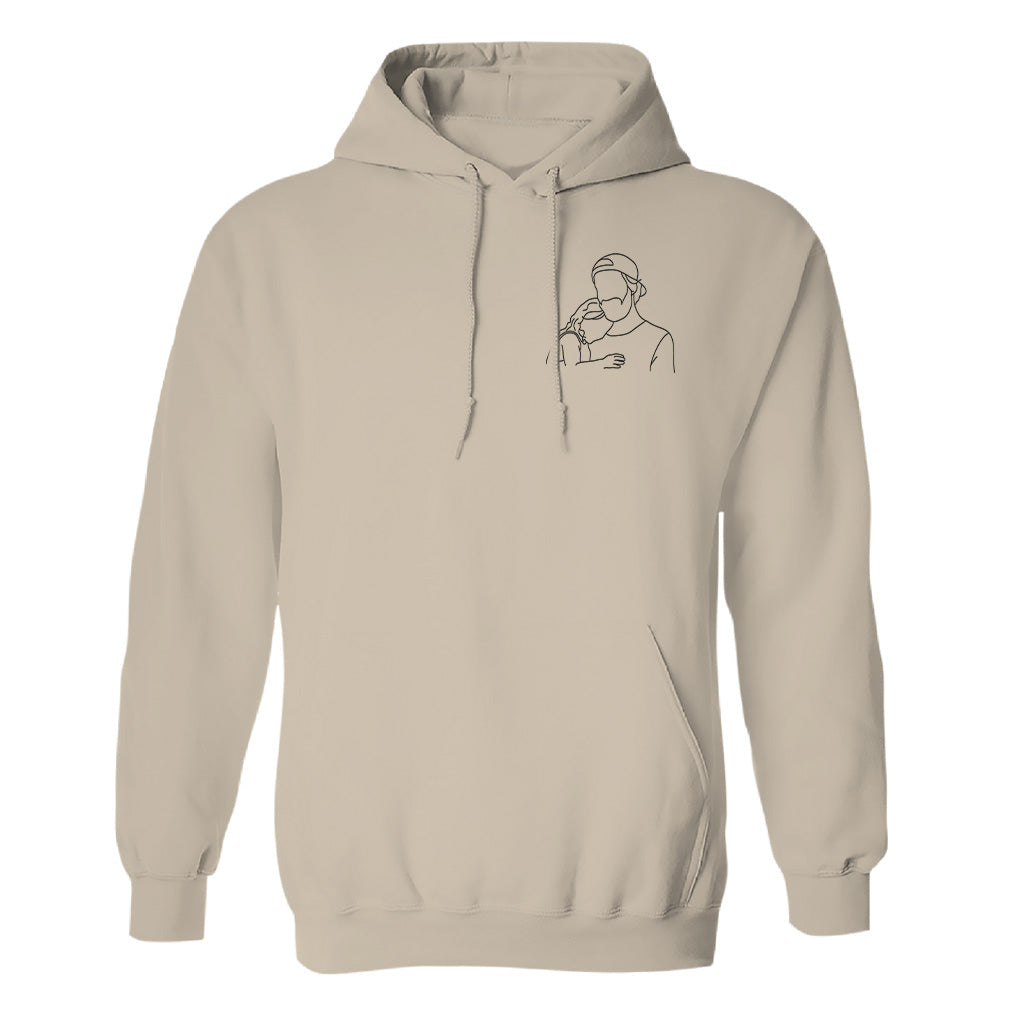 Custom Line Art - Personalized Step Dad Embroidered Hoodie