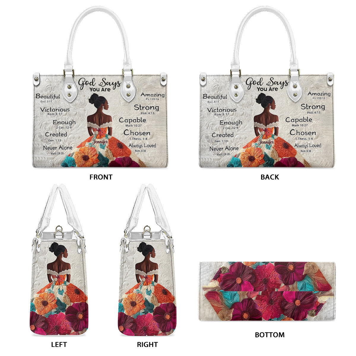 God Says You Are - Personalized African American Leather Handbag
