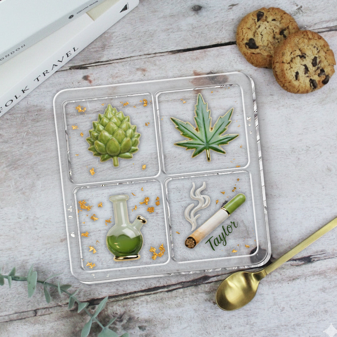 Green Magic Leaf - Personalized Weed Catch-All Tray