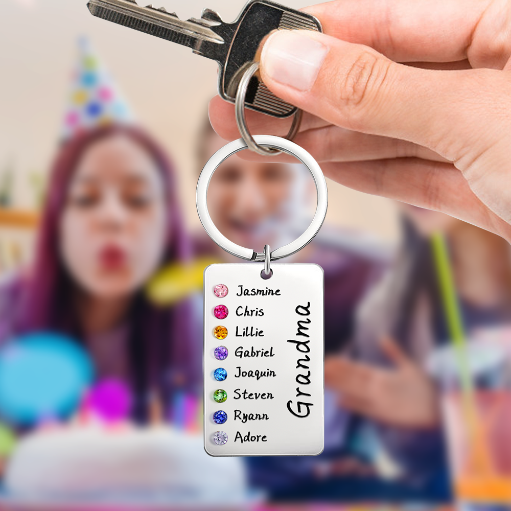 Custom Birthstone For Grandma, Mom - Gift for grandma, mom - Personalized Birthstone Keychain