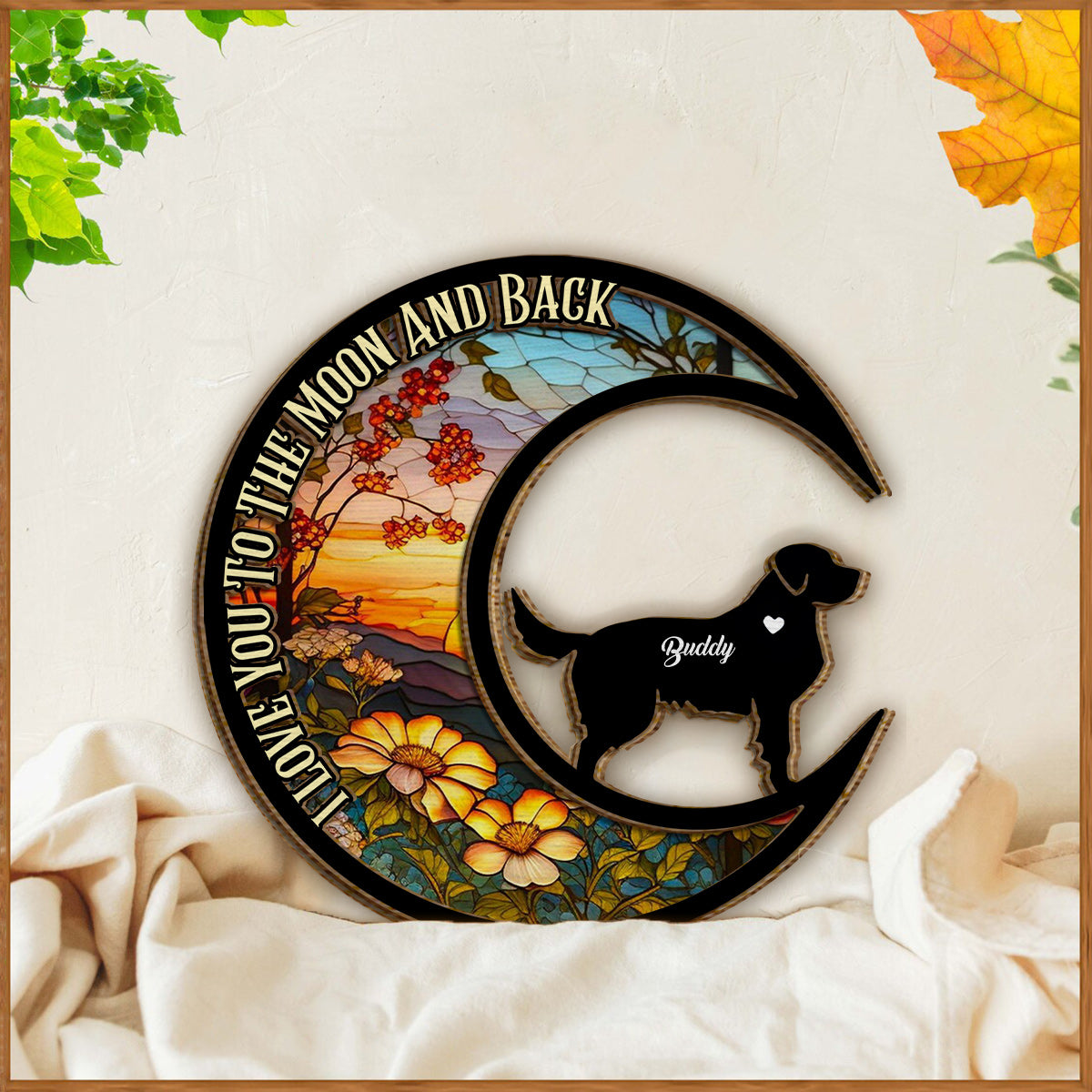I Love You To The Moon And Back - Gift for dog lovers - Personalized 2 Layered Wood Sign / Wood Plaque