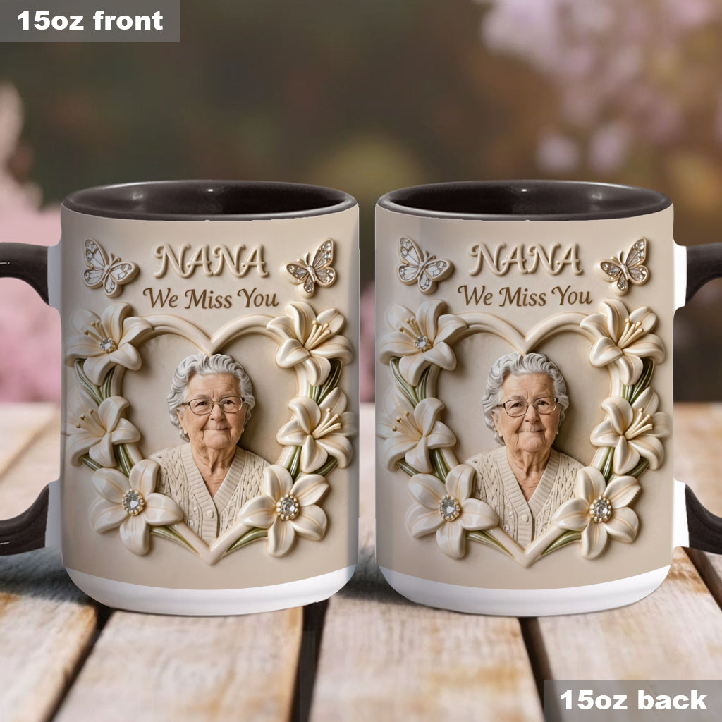 Custom Mug From Any Photo, Birth Flower, Flower Custom, Gift For Her/ Mother/ Grandma... - Personalized Grandma Accent Mug