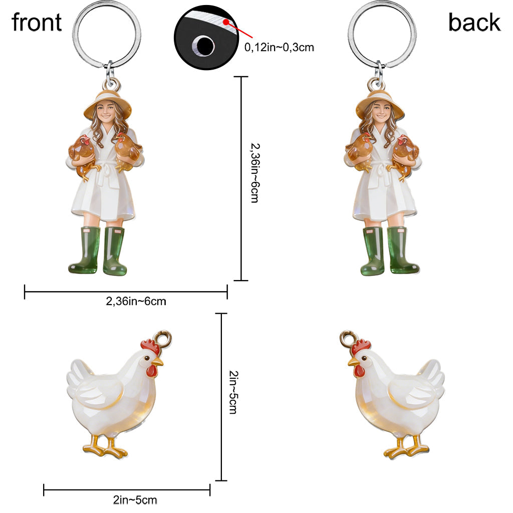 Custom Any Photo - Personalized Chicken Premium Keychain With Charms