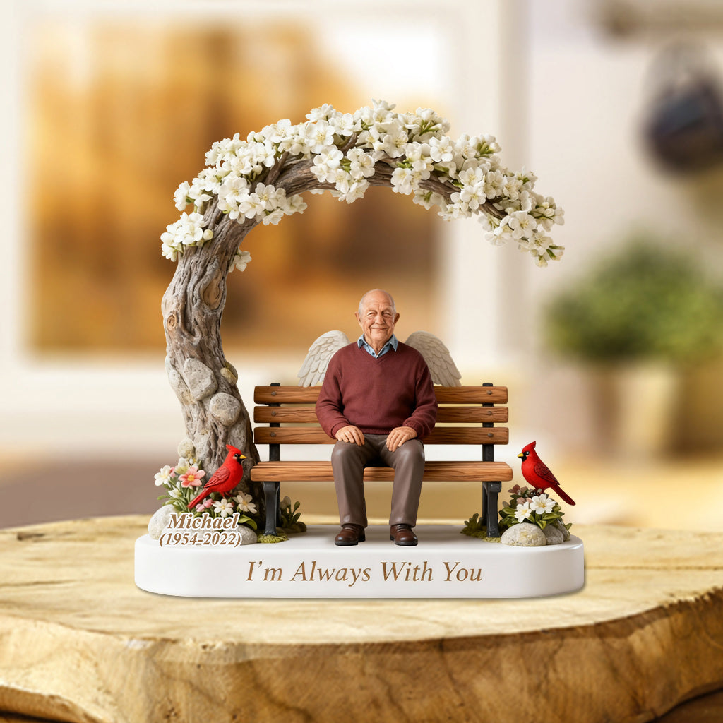Custom Memorial Latin Grandpa Bench Figurine - Personalized Funeral Remembrance Diorama Statue, Sympathy Gift for Loss of Grandfather Family Keepsake