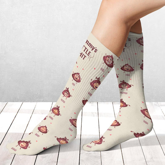 Daddy Little Shits - Gift for dad, grandma, grandpa, mom, uncle, aunt, brother, sister - Personalized Socks