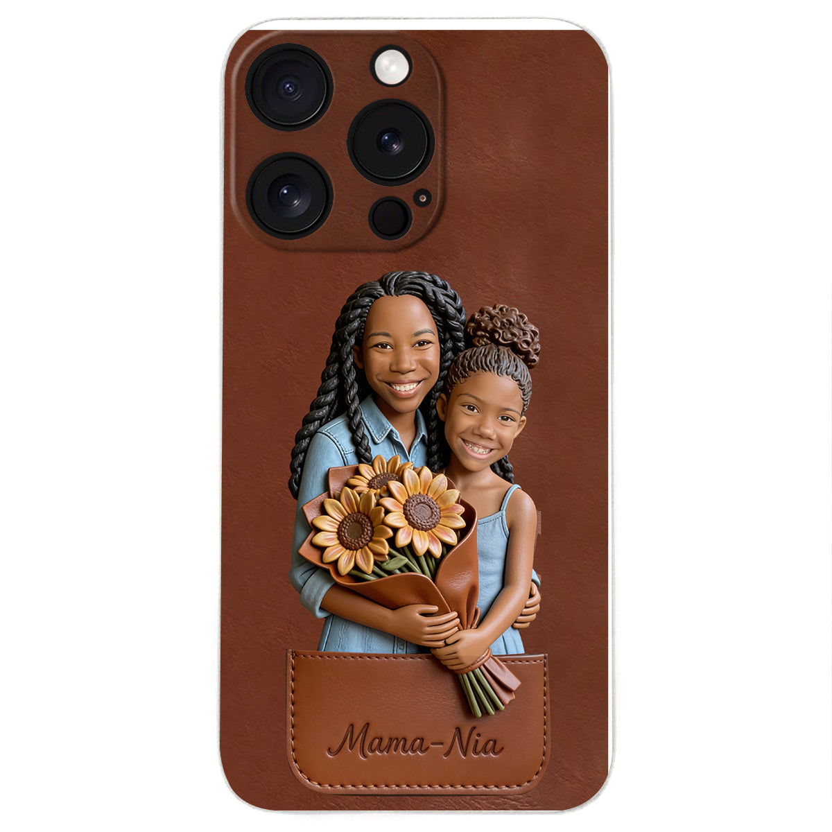 I Love You - Personalized Mother 3D Embossed Leather Phone Case