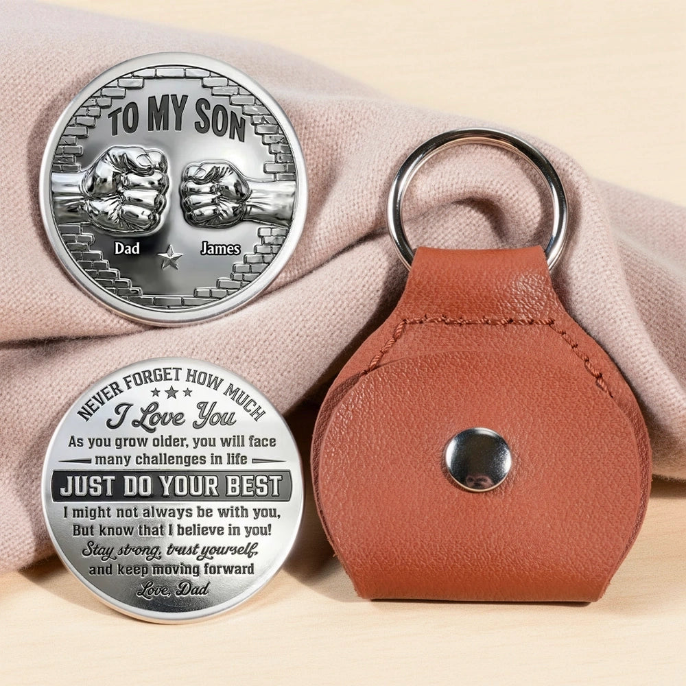 Personalized Pocket Hug Token for Son, Custom Engraved Keepsake Gift From Dad, A Daily Reminder I Love You