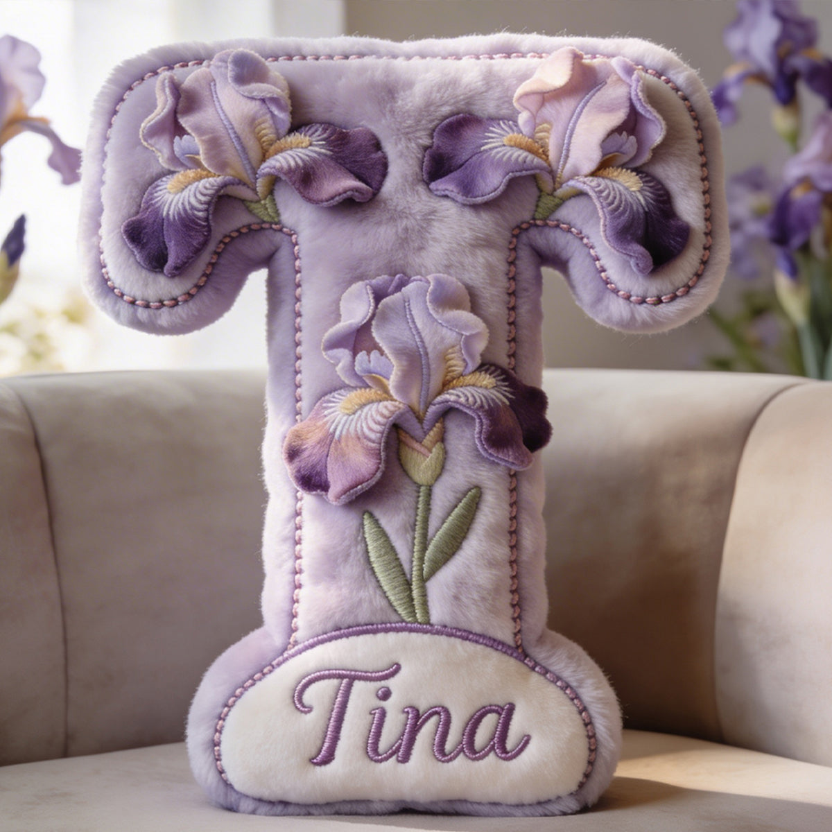 Any Photo Birth Flower Initial Name Letter - Personalized Self Love Premium Faux Fur Pillow