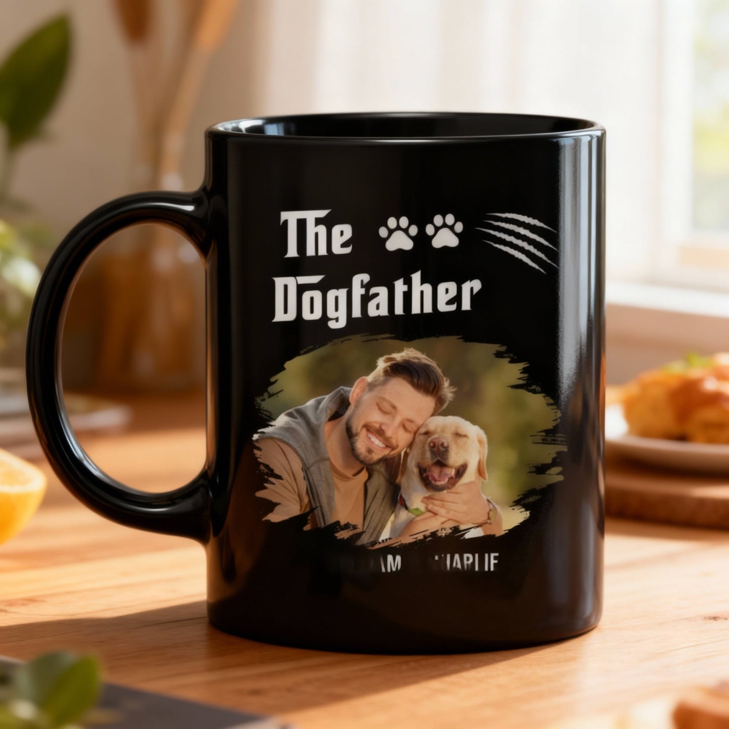 Custom Full Color Mug with Dog Dad Photo Fun Dogfather Coffee Cup Unique Gift for Him from the Pup