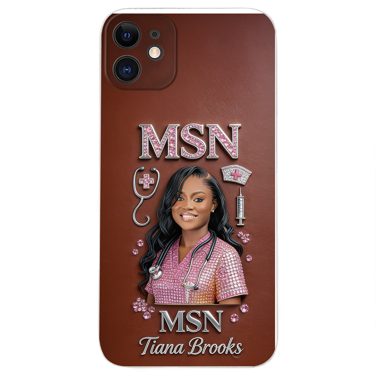 Any Title - Gifts For Nurse, Doctor - Personalized Nurse 3D Embossed Leather Phone Case