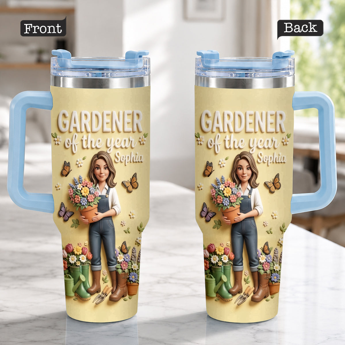 Gardener Of The Year - Personalized Gardening Tumbler With Plush Charm