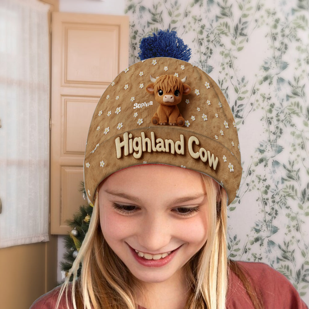 Cute Highland Cow - Personalized Highland Cow Beanie Hat