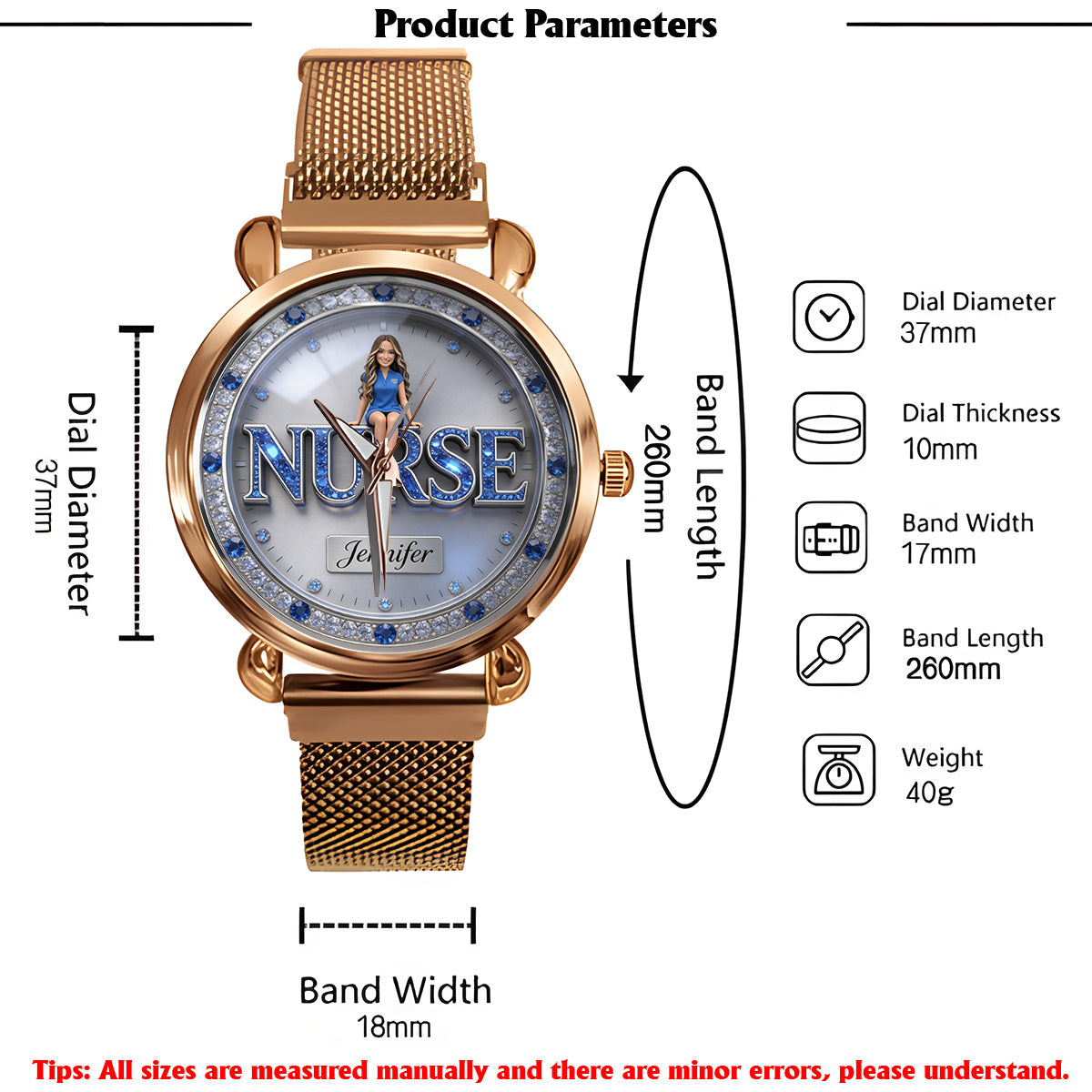 Custom Any Photo - Personalized Nurse Women Hand Watch