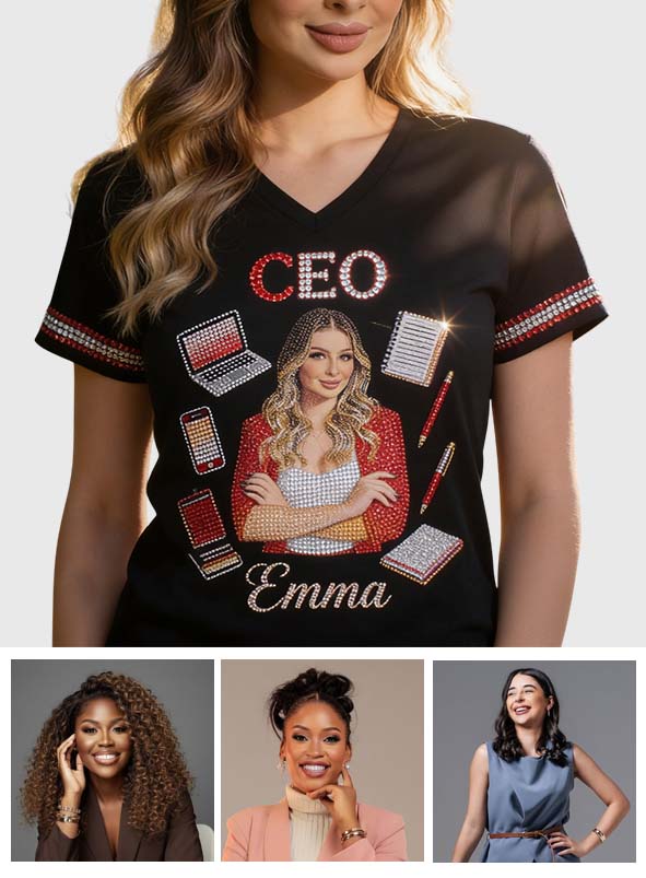 Custom Any Photo, Any Title - Personalized Colleague Fully Printed V-Neck T-Shirt